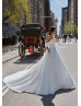 White Satin Royal Wedding Dress With Chapel Train White Satin Royal Wedding Dress With Chapel Train